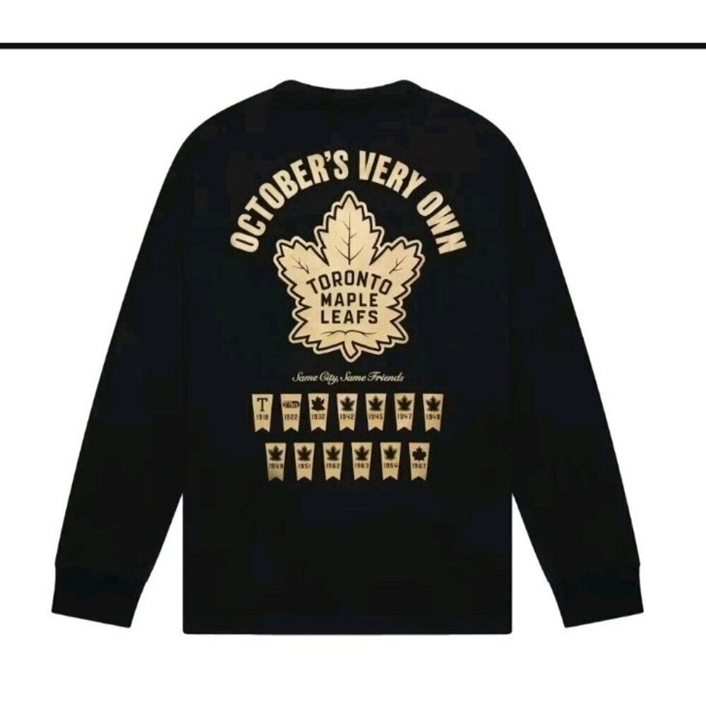 OVO Toronto Maple Leafs Graphic Print T Shirt Mens L Black Gold Stanley Cup NHL - Picture 16 of 16